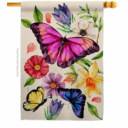 PATIO TRASERO Watercolor Butterflies Friends Double-Sided Garden Decorative House Flag, Multi Color PA3910530